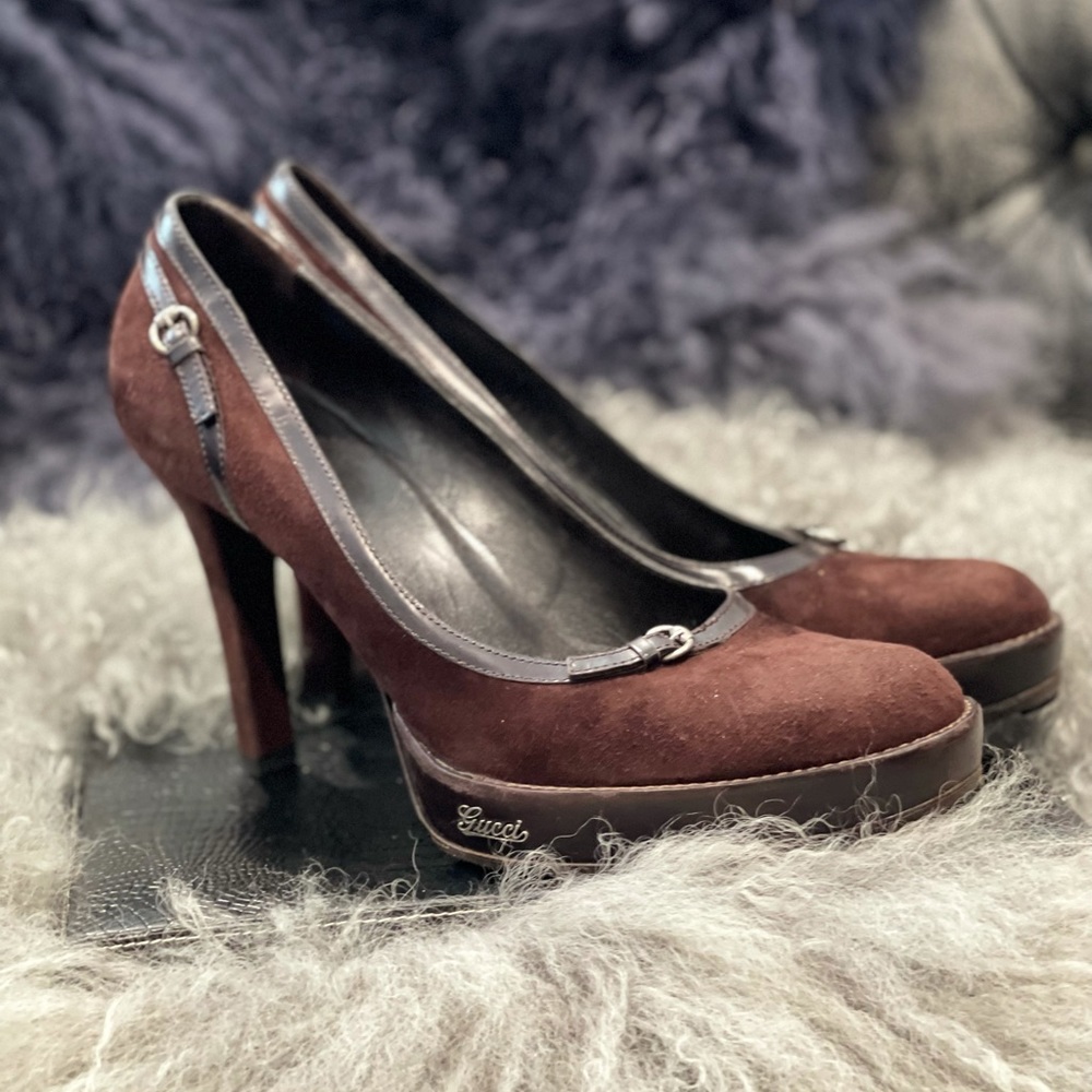 Brown Suede Gucci Heels